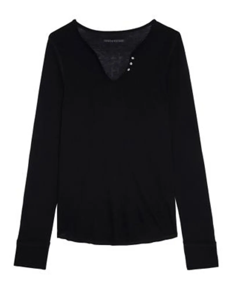 Zadig & Voltaire T-Shirt mit Henley-Ausschnitt Black