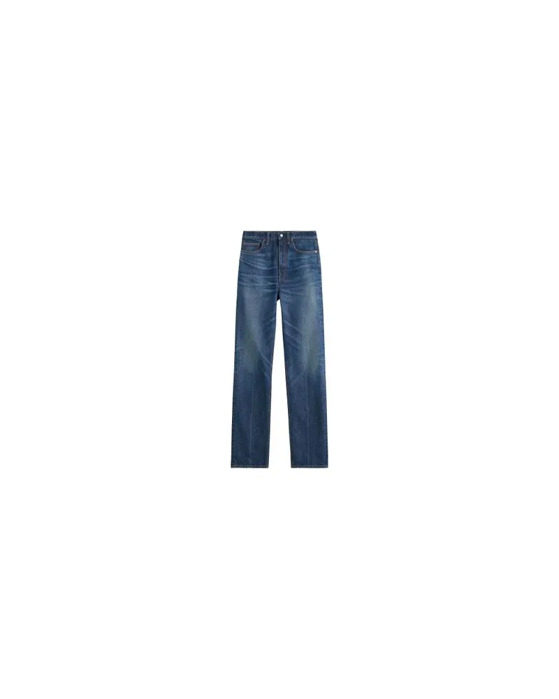 Loewe Jeansjacke mit Shearling-Kragen Blue
