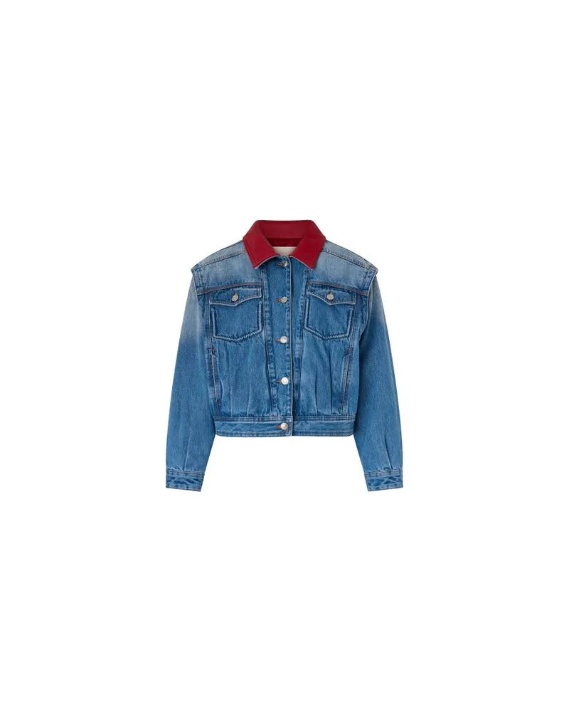Loewe Jeansjacke mit Shearling-Kragen Blue