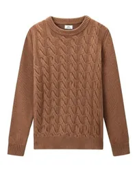 Woolrich Rundhalspullover mit Zopfmuster Brown