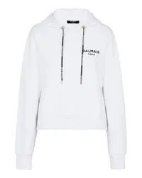 Balmain Beflockter Hoodie Balmain Paris White