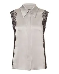 Alberta Ferretti Satin-Shirt mit Spitze Grey