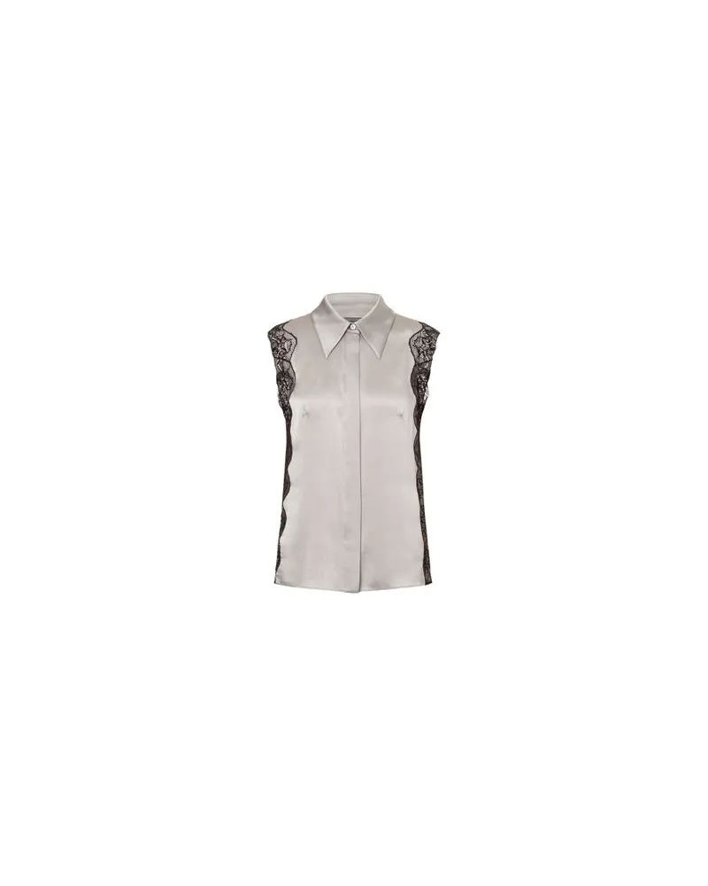 Alberta Ferretti Satin-Shirt mit Spitze Grey