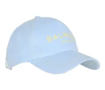 Balmain Baumwoll-Cap mit Balmain Paris-Stickerei Blue