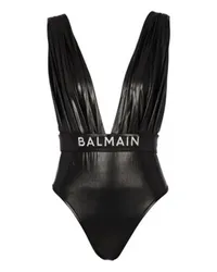 Balmain Einteiliger Badeanzug drapiert gegürtet Black