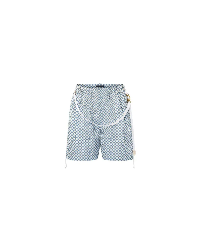 Louis Vuitton Micro Damier Clip Detail Shorts Blue