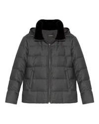 Yves Salomon Kurze Daunenjacke mit Pelzkragen Grey