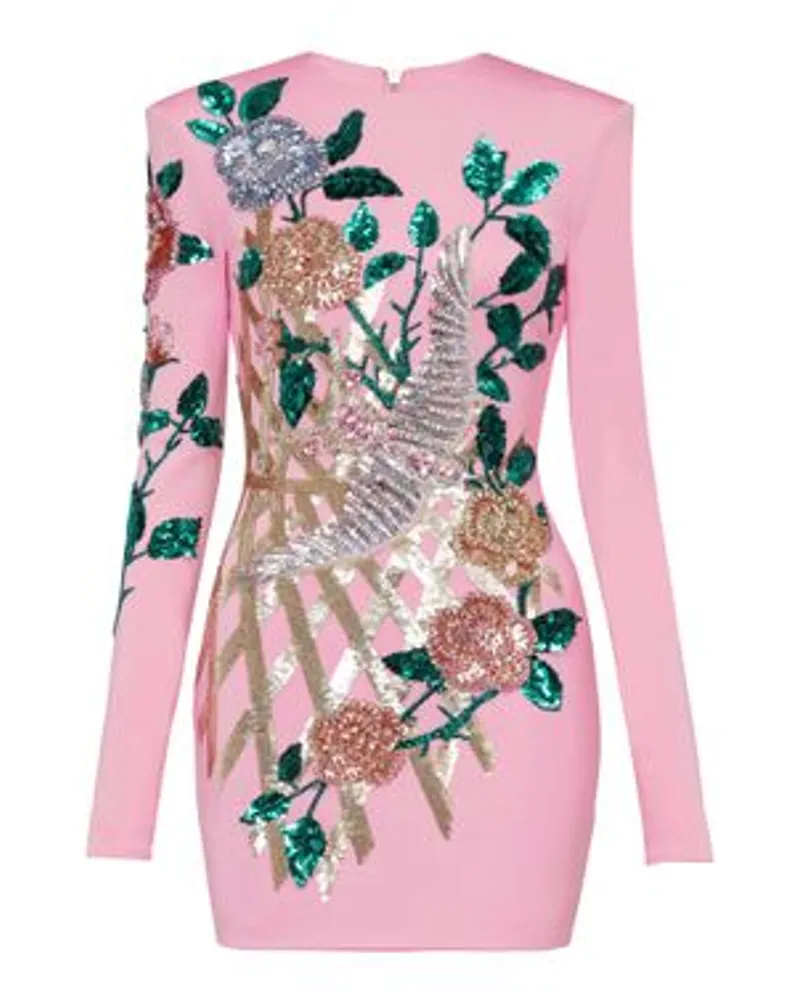 Balmain Besticktes Kleid Pink