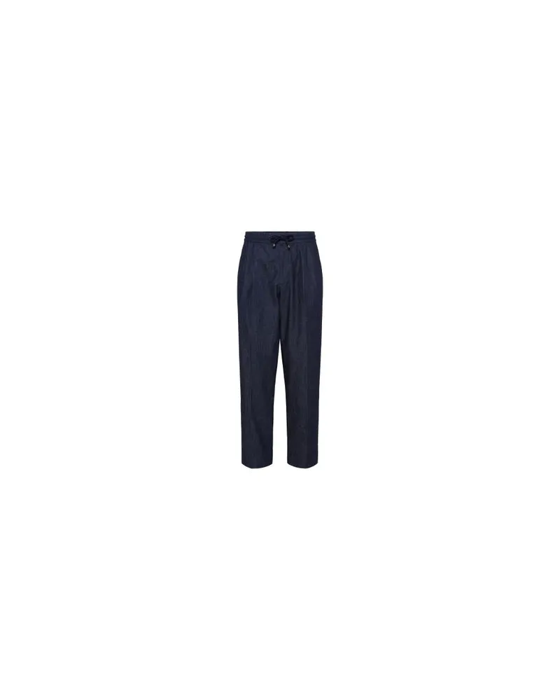 Brunello Cucinelli Hose in Leisure Fit mit doppelten Bundfalten Blue