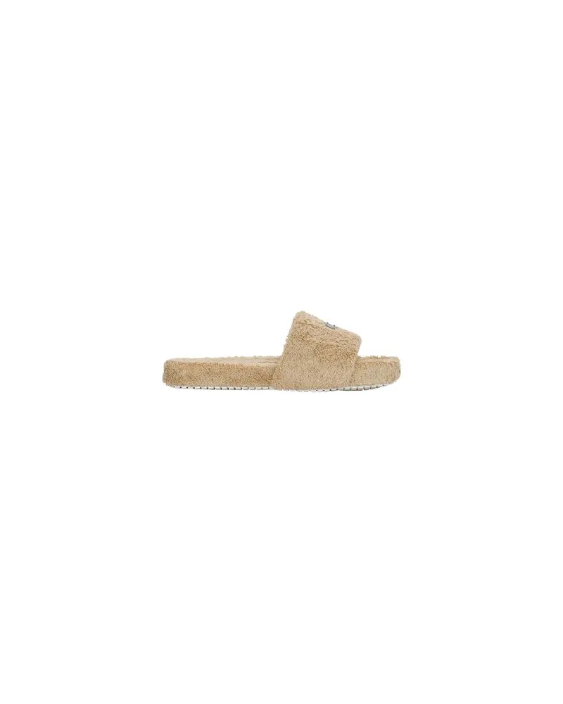 Dolce & Gabbana Frottee-Sliders mit Logo-Tag Beige