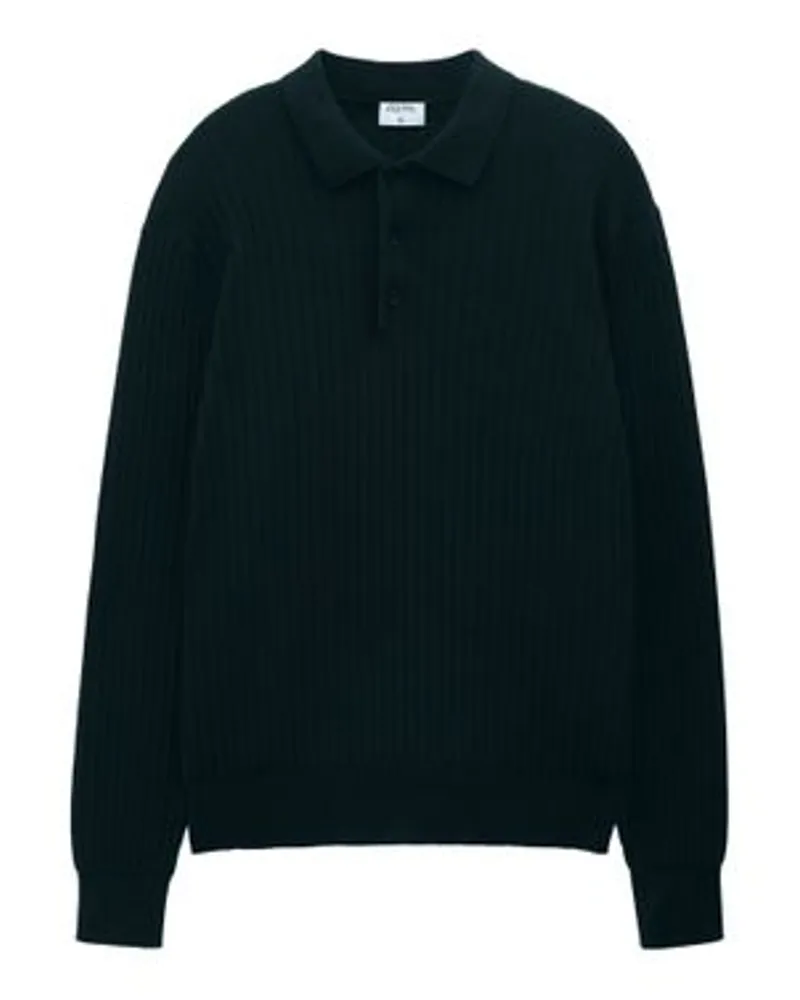 Filippa K Gestricktes Poloshirt Black