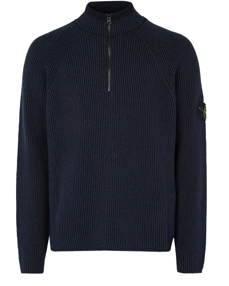 Stone Island Strickpullover mit Kompass-Patch und halbem Reißverschluss 