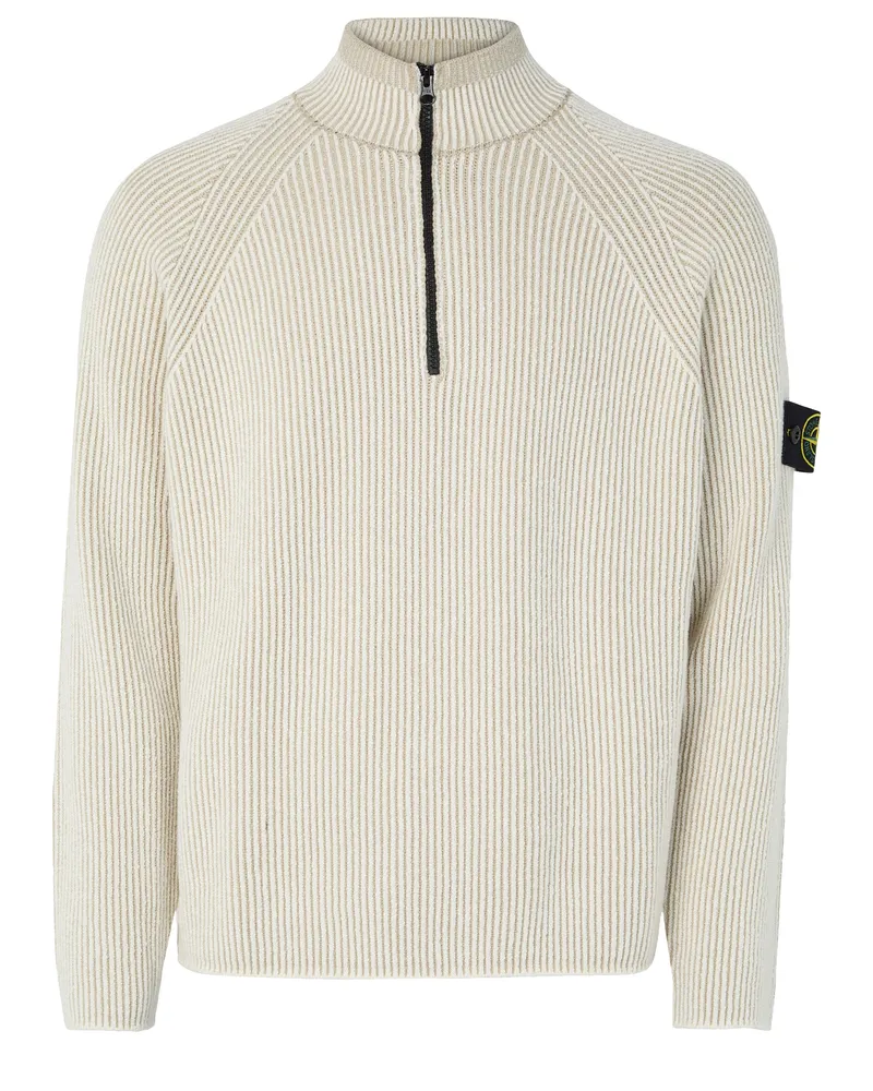 Stone Island Strickpullover mit Kompass-Patch und halbem Reißverschluss 