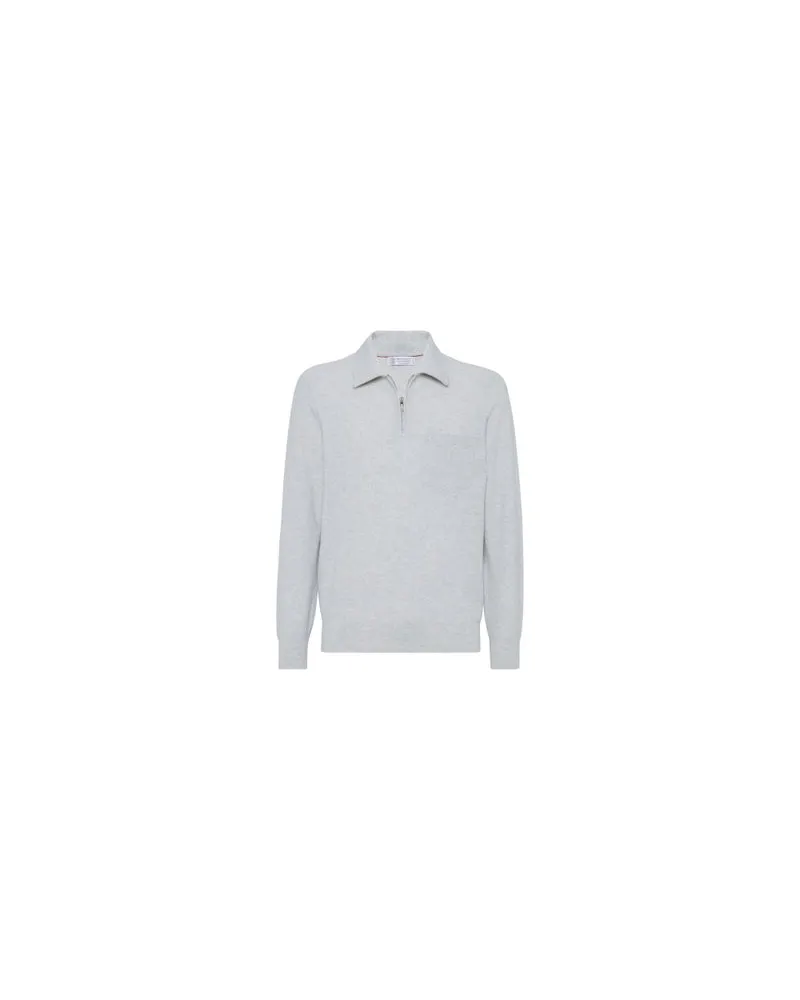 Brunello Cucinelli Pullover in diagonalem Rippenstrick Grey