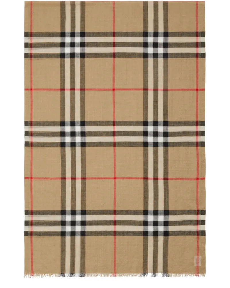 Burberry Schal aus karierter Wolle und Seide Grey