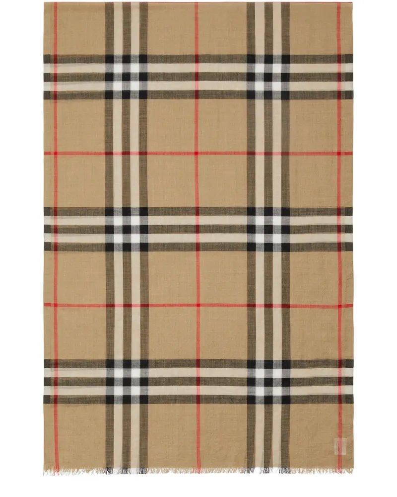 Burberry Schal aus karierter Wolle und Seide Grey