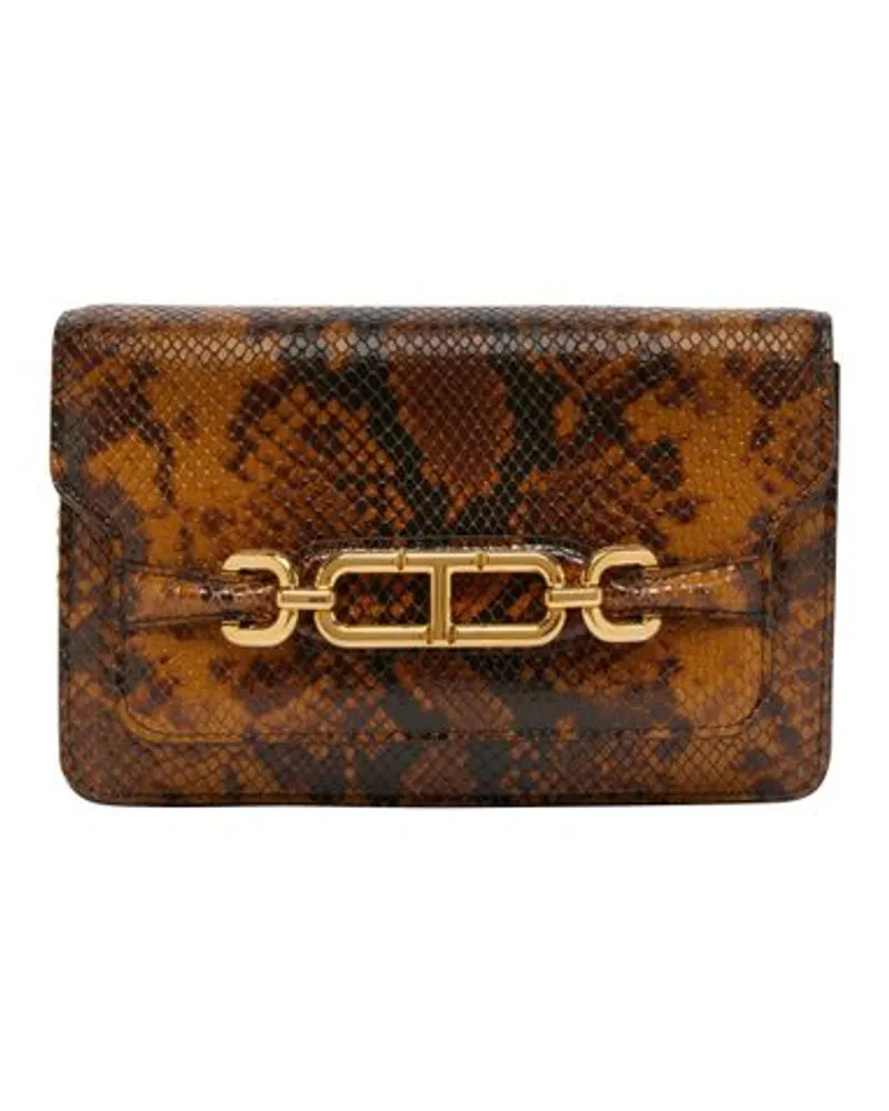 Tom Ford Kleine Schultertasche Python Brown