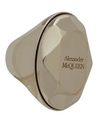 Alexander McQueen Ring mit facettiertem Stein Silver