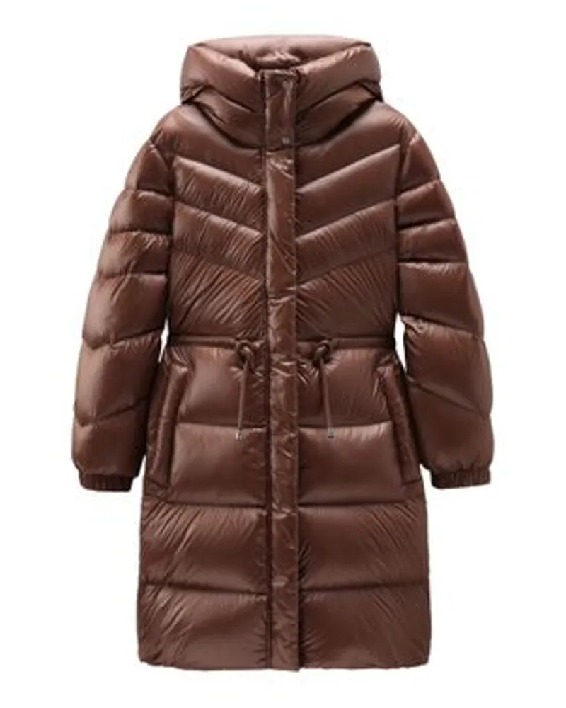 Woolrich Lange Daunenjacke Aliquippa Brown