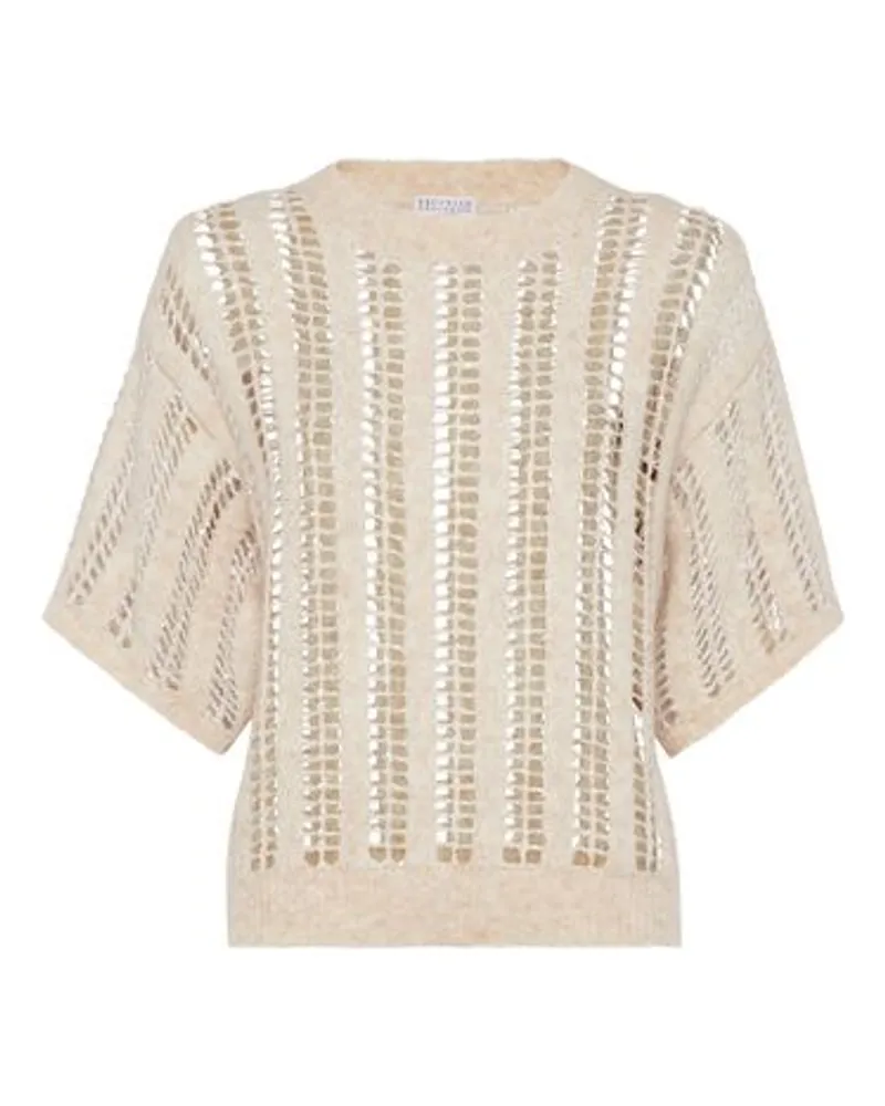 Brunello Cucinelli Dazzling Net-Pullover Beige