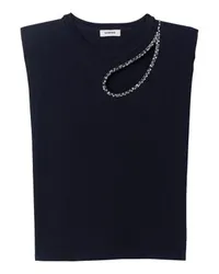 Sandro T-Shirt Strass-Schlüssellochdetail Black