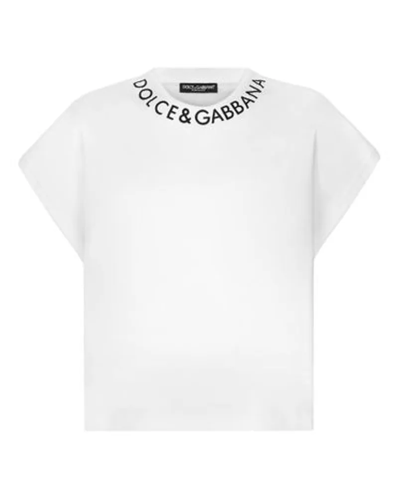 Dolce & Gabbana Jersey-T-Shirt mit Logo am Hals White