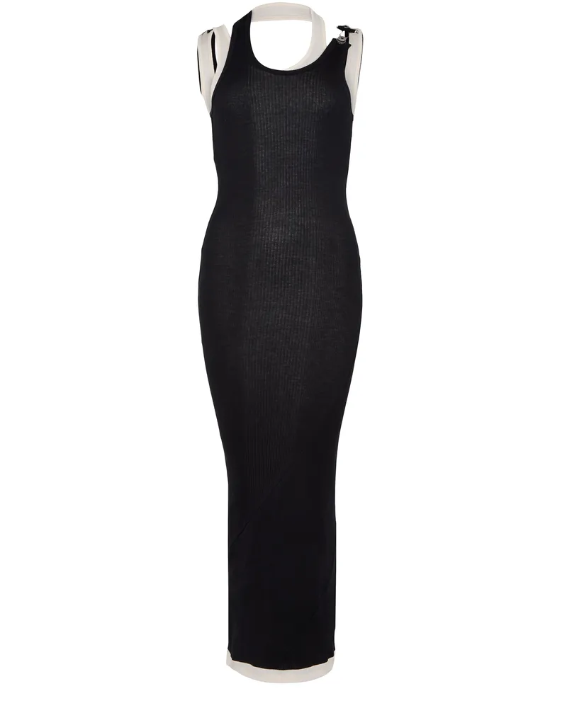 Jean Paul Gaultier Doppellagiges, ärmelloses Kleid aus gerippter Baumwolle mit Twist 