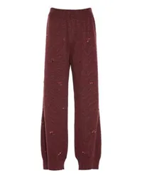 Barrie Ikonische Kaschmir-Hose mit floraler Stickerei Red