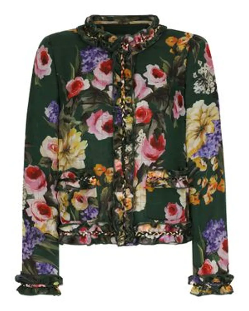 Dolce & Gabbana Chiffon-Jacke mit Gartenmotiven Multicolor