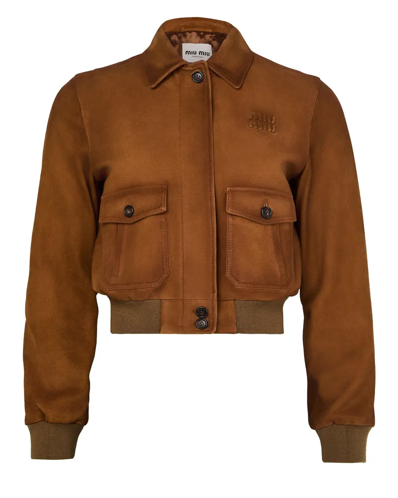 Miu Miu Crop-Bomberjacke aus Wildleder 