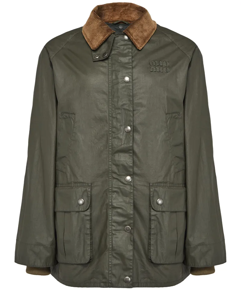 Miu Miu Beschichtete Daunenjacke mit abnehmbarer Kapuze 