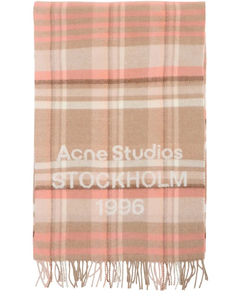 Acne Studios Schal mit Karo-Logo Beige