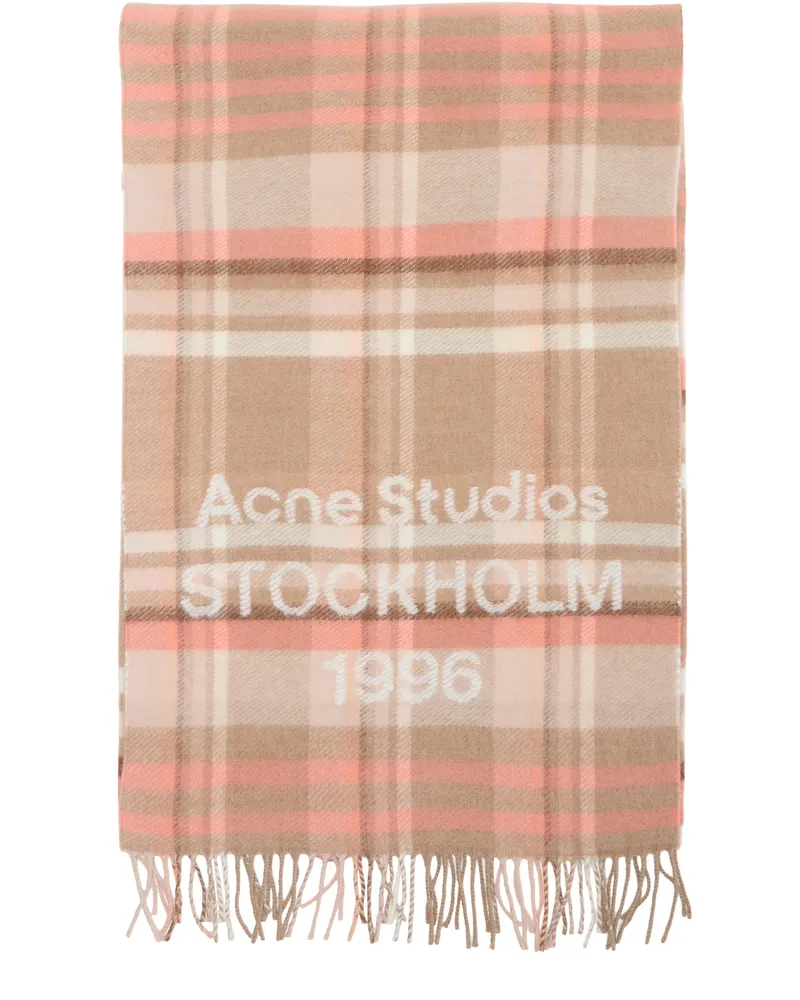 Acne Studios Schal mit Karo-Logo Beige
