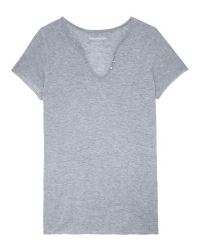 Zadig & Voltaire T-Shirt mit Henley-Ausschnitt Grey