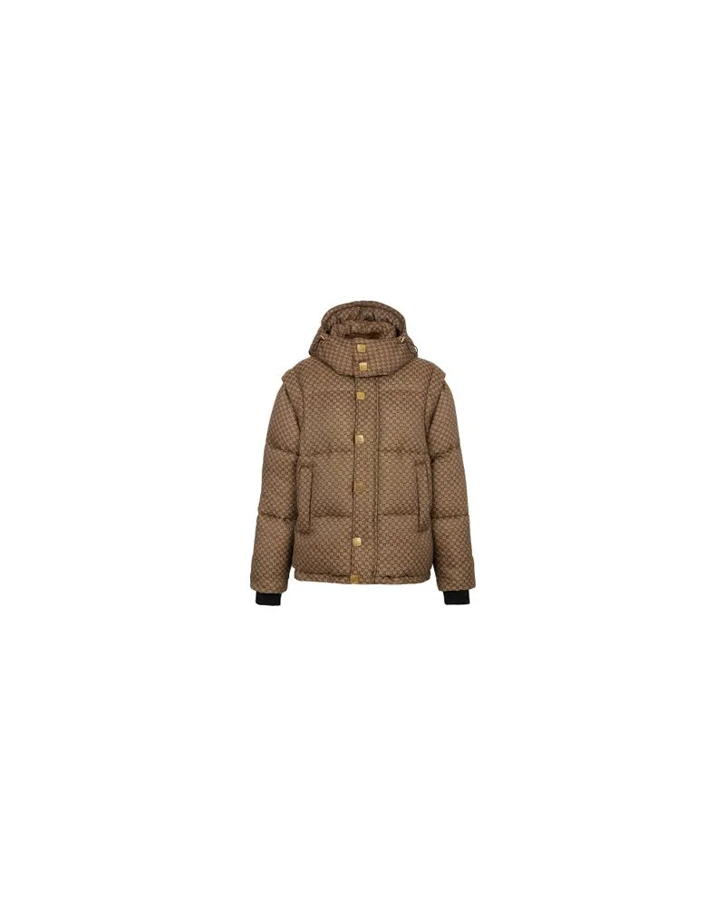 Balmain Daunenjacke mit Monogramm Mini Brown