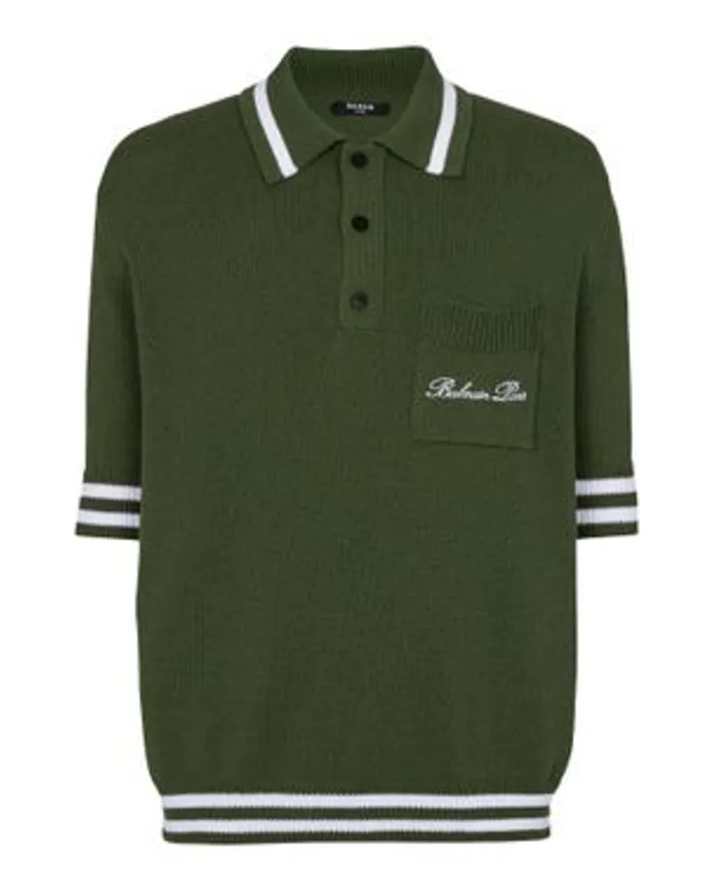 Balmain Strick-Poloshirt Signature Green