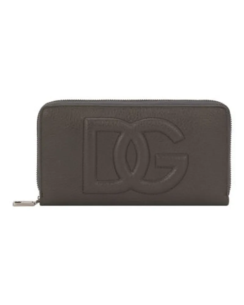 Dolce & Gabbana Brieftasche mit Rundum-Reißverschluss und DG-Logo Grey