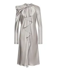 Alberta Ferretti Satin-Midikleid mit Rüschen Grey