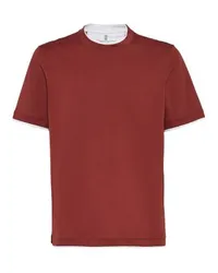 Brunello Cucinelli T-Shirt mit Faux-Layering Red