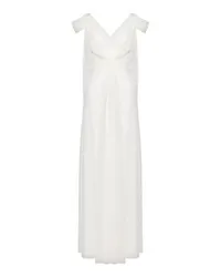 Alberta Ferretti Chiffon-Kleid mit Spitze und Faltenwurf White