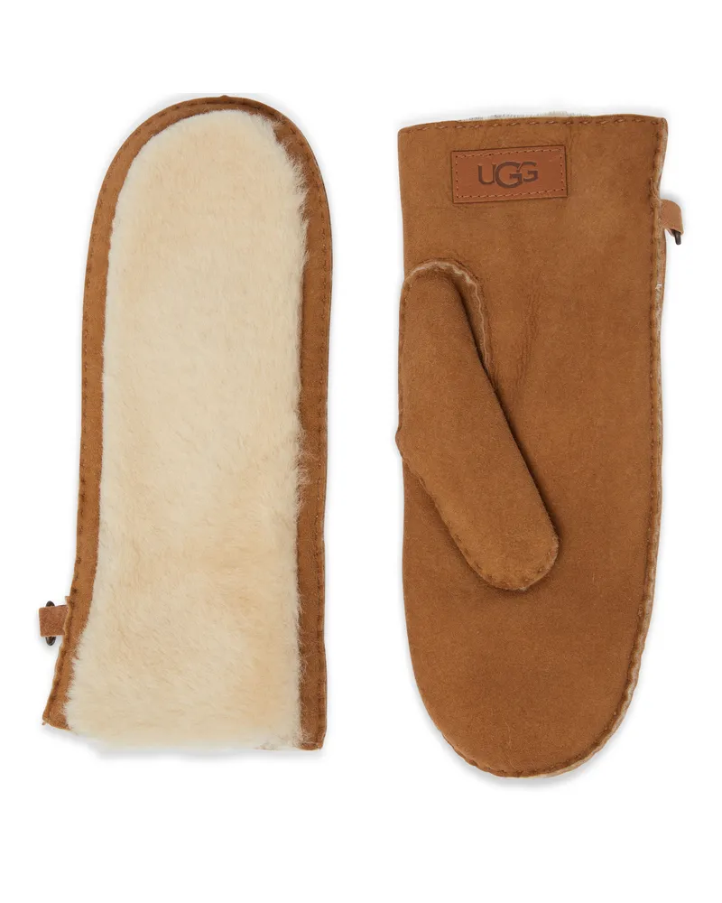 UGG Fäustlinge mit sichtbarem Lammfell Brown