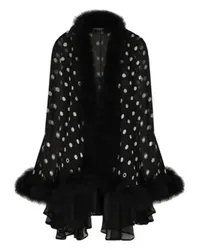 Dolce & Gabbana Chiffon-Cape mit gepunktetem Marabu-Besatz Black