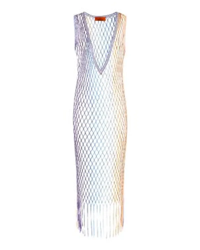 Missoni Strandkleid in Netzoptik mit Metalleffekt und Fransen Multicolor