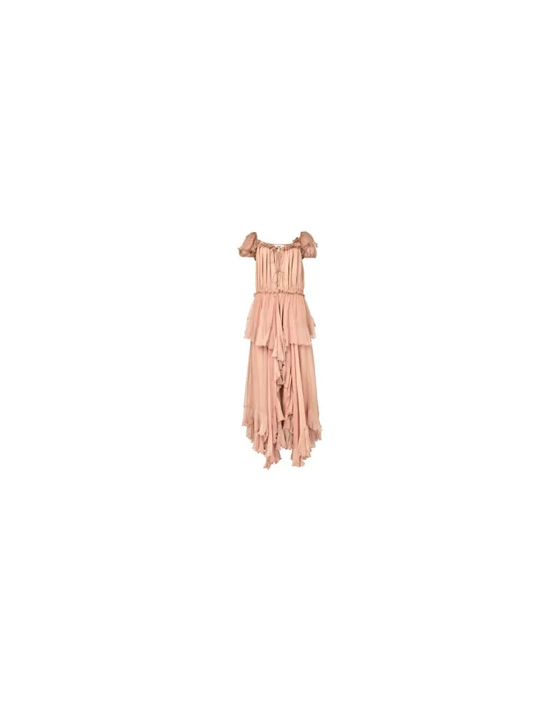 Chloé Langes Kleid mit Raffung und Rüschen Pink