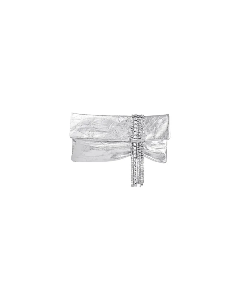 Jimmy Choo Tasche Bon Bon aus Satin mit Kristallen Silver