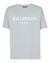 Balmain Kurzärmeliges T-Shirt mit Printmotiv Balmain Paris Grey