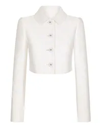 Dolce & Gabbana Kurze Jacquard-Jacke mit DG-Logo im Allover White