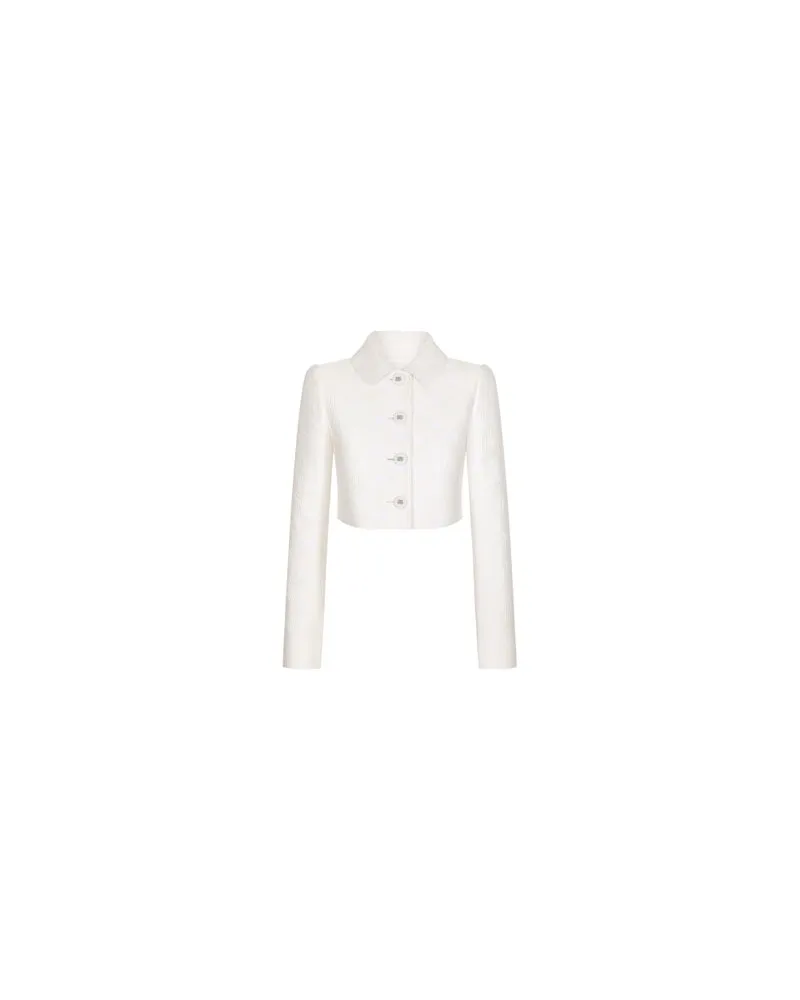 Dolce & Gabbana Kurze Jacquard-Jacke mit DG-Logo im Allover White