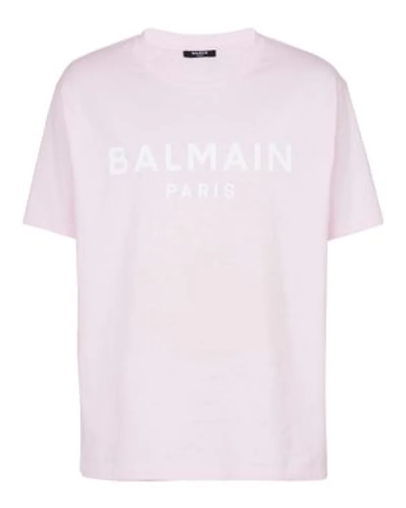 Balmain Kurzärmeliges T-Shirt mit Printmotiv Balmain Paris Pink