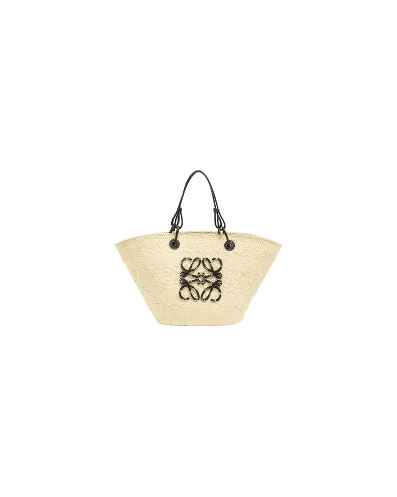 Loewe Anagram basket in Iraca palm and calf leather Black